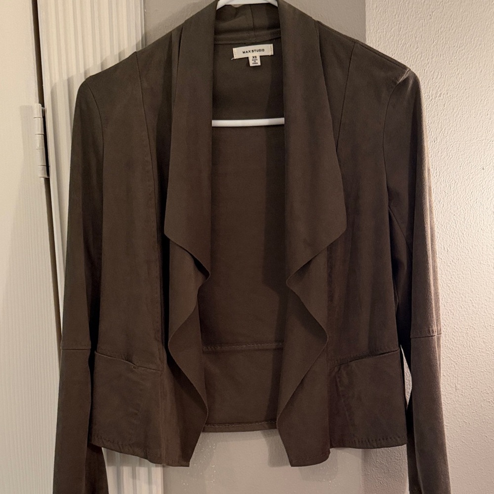 Max Studio Women's Olive Open Front Blazer
